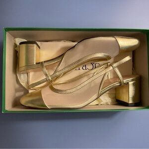 J. Crew Gold Block Slingback Pumps